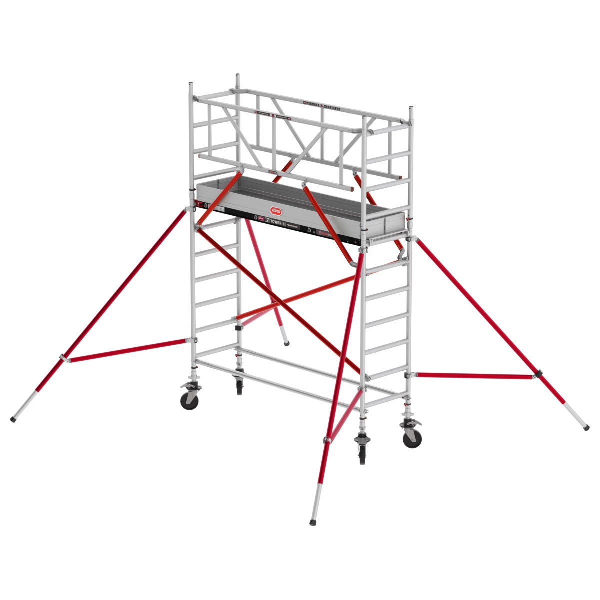 Altrex RS Tower 51 rolsteiger, aluminium met vezeldek, platform 4,20m, AH smal 0,75x3,05m
