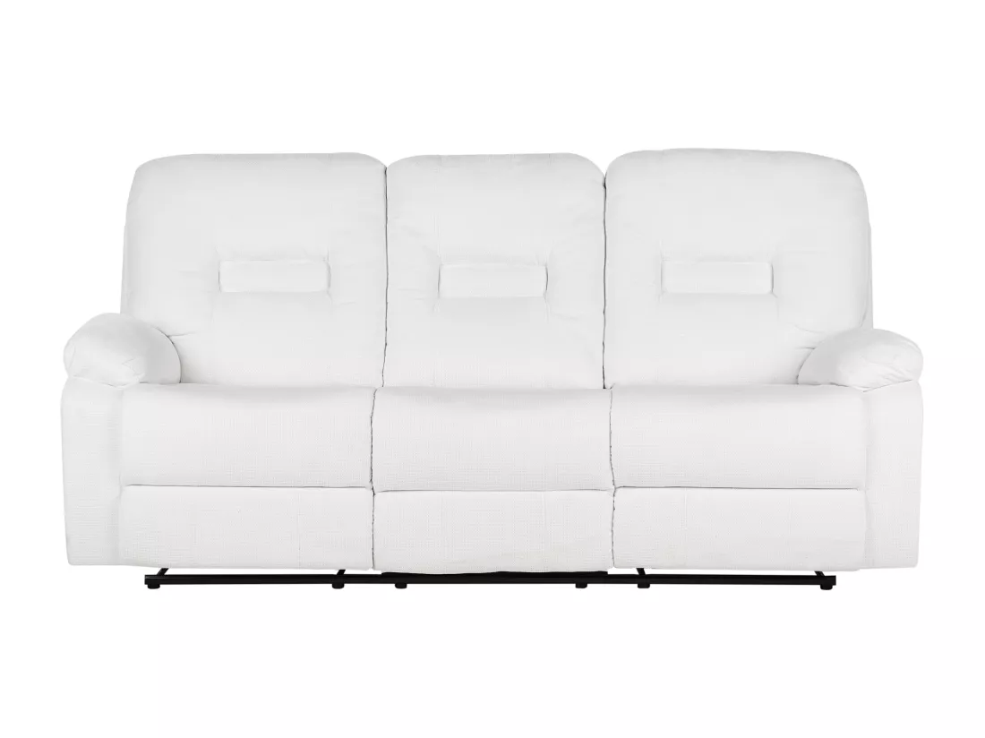 Canapé inclinable manuellement 3 places en tissu blanc BERGEN