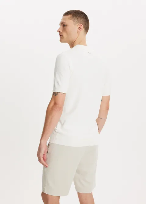 Twill polo halfzip off-white (WIT.O)