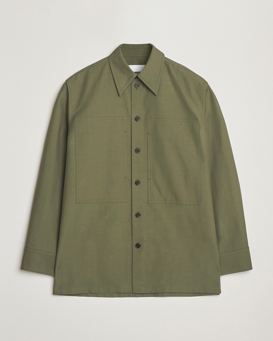 Jil Sander Compact Cotton Overshirt Olive
