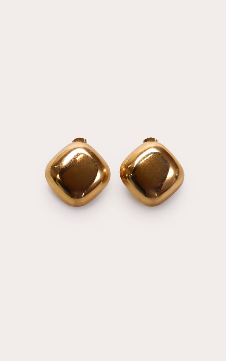 Doré Boucles D'oreilles Clous Carrés Résistantes À L'eau