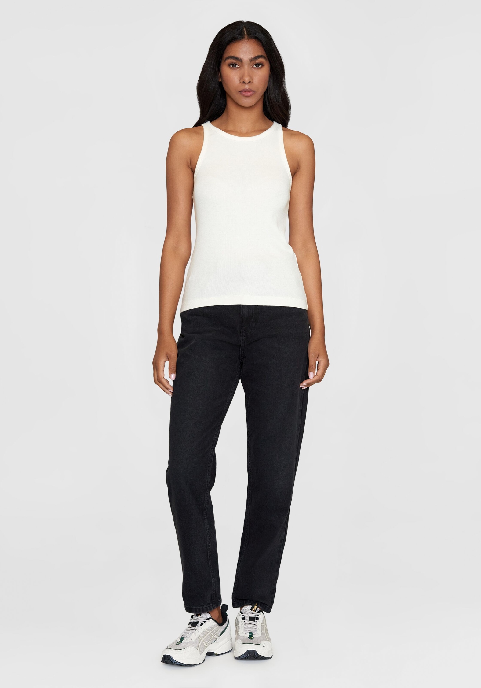 Knowledge Cotton Apparel Top Racer Rib Star White