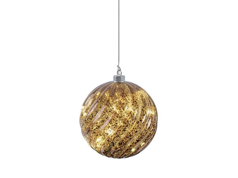 STT Glass ball brown, 15 cm Warmweiss LED Dekoration