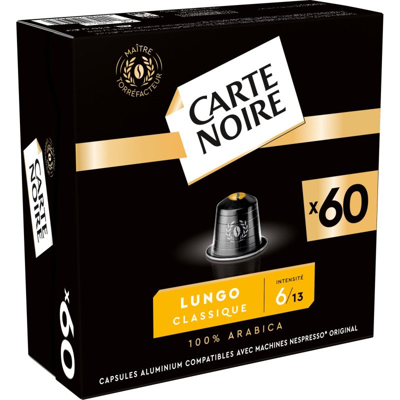 Capsules de café Carte Noire Lungo Classique N° 6 - Boîte de 60