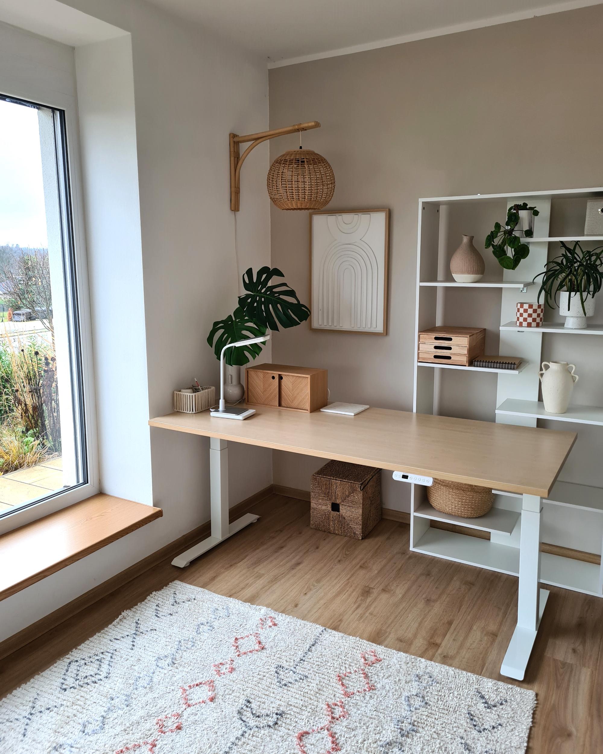 Elektrisch verstelbaar sta-bureau DESTINES Lichtbruin/wit 180 cm 72 cm