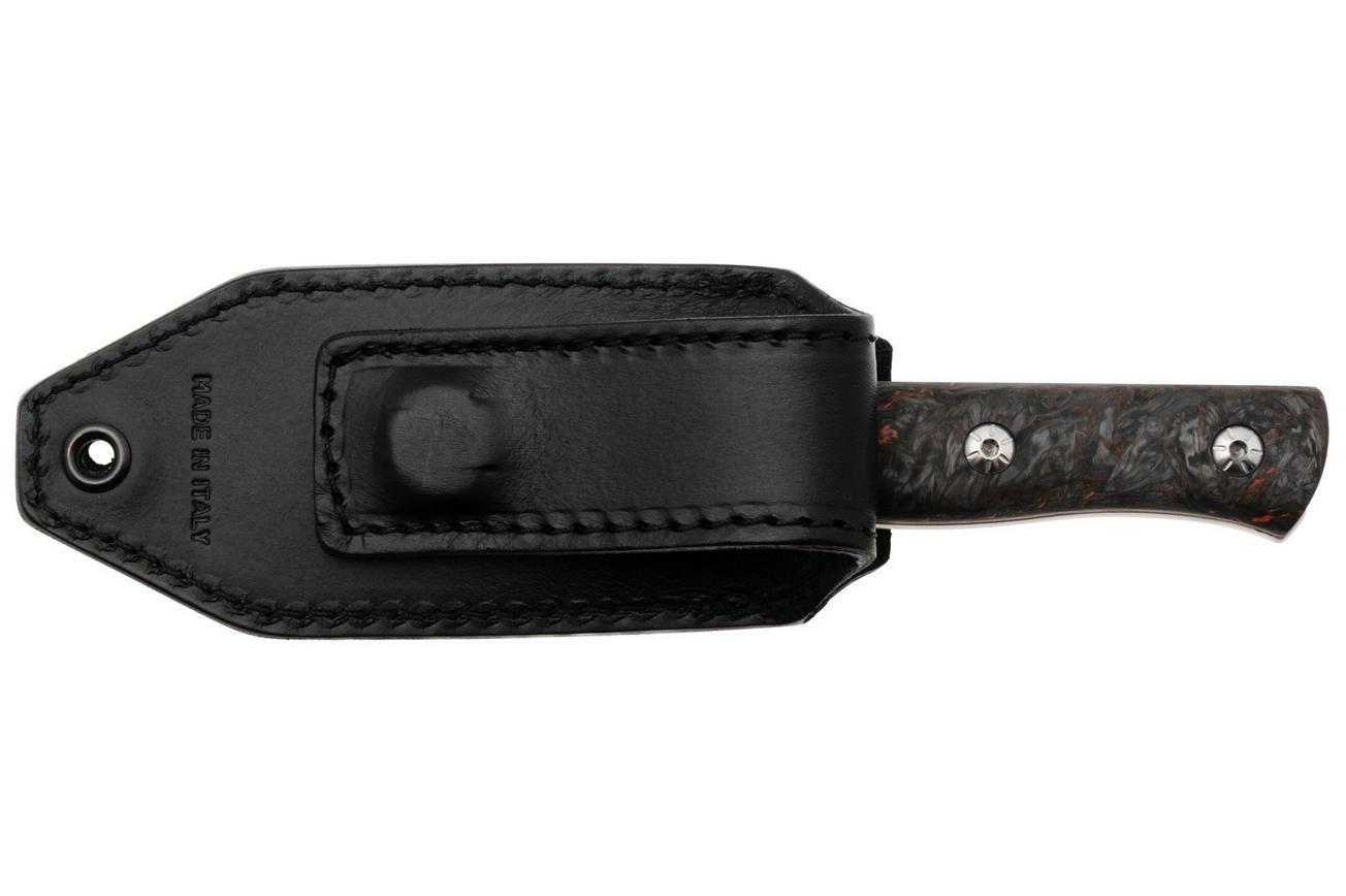 Maserin 915/FCA Path, Satin M390, Black/Orange Fatcarbon, vaststaand mes, Igor Bortolussi design