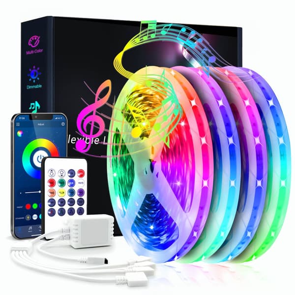 30m LED stripelys, RGB 5050 lys 540leds musikksynkronisering fargeskifting, innebygd mikrofon, app-kontrollert LED-lys taulys