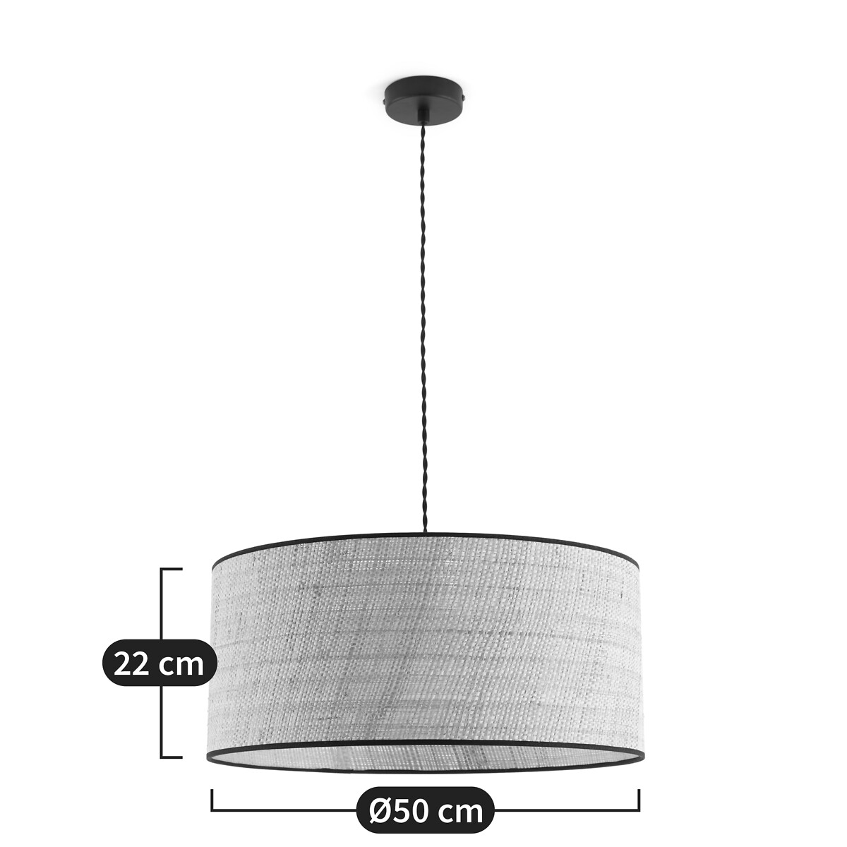 LA REDOUTE INTERIEURS<br>Candeeiro suspenso/abajur em ráfia Ø50 cm, Dolkie
