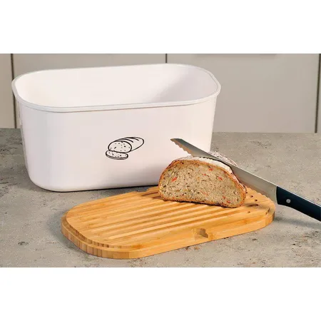 Kesper Brotbox, weiß, Deckel Bambus FSC, groß