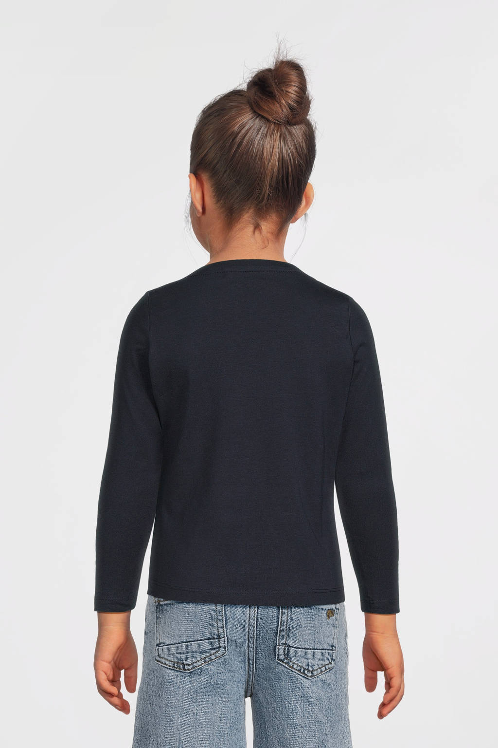 NAME IT kerstlongsleeve NKFPRIJUL met printopdruk en pailletten donkerblauw