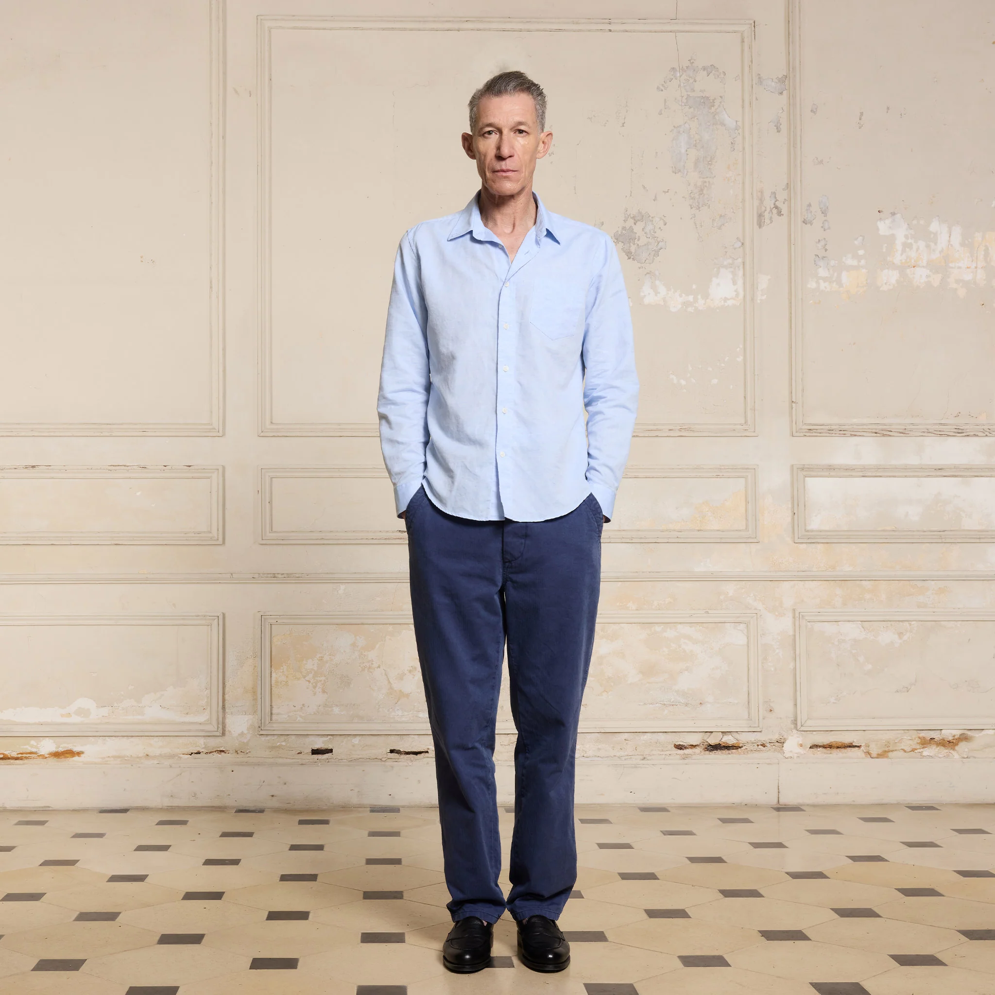 Sky blue cotton and linen shirt