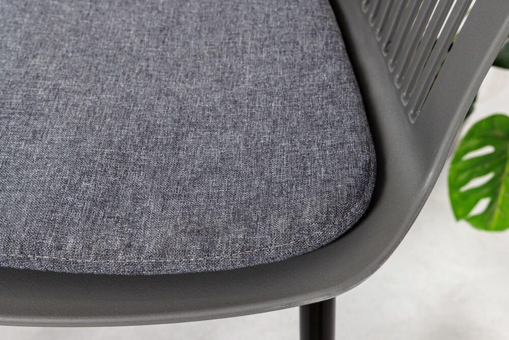 riess-ambiente Stuhl AIRE - grau Kunststoff Stahlgestell Indoor Outdoor inkl. Kissen