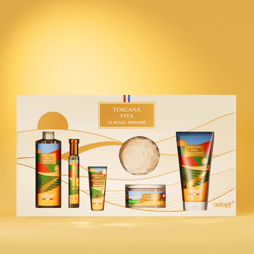 Toscana vita - Coffret maxi eau de parfum 30ml + gel douche 250ml + lait corps 200ml + Crème mains 30ml + gommage 250ml + fleur de bain
