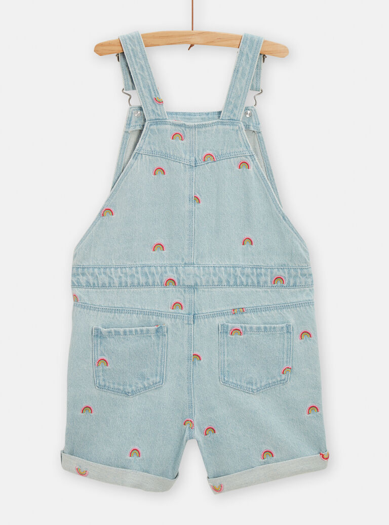 Salopette en denim clair détail broderie pour fille