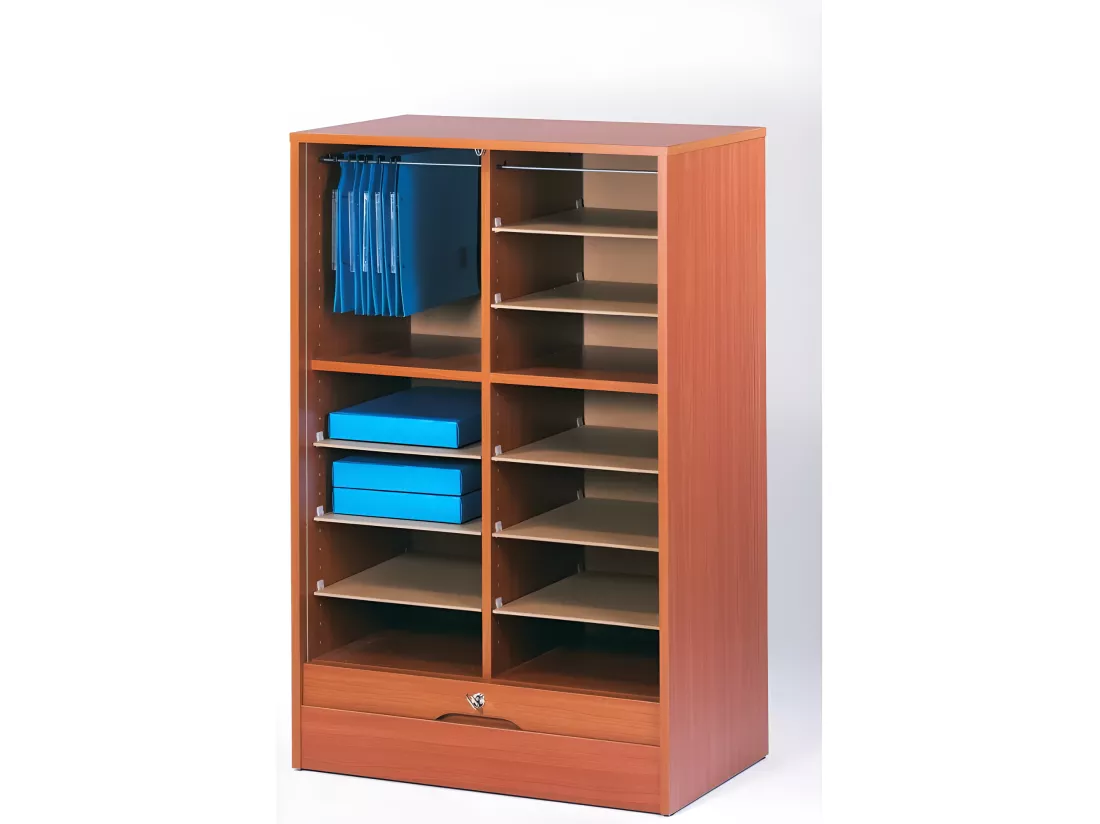 Classeur à Rideau 8 Tablettes Multi Coloris L 70 cm H 108 cm P 44 cm - Coloris: Merisier