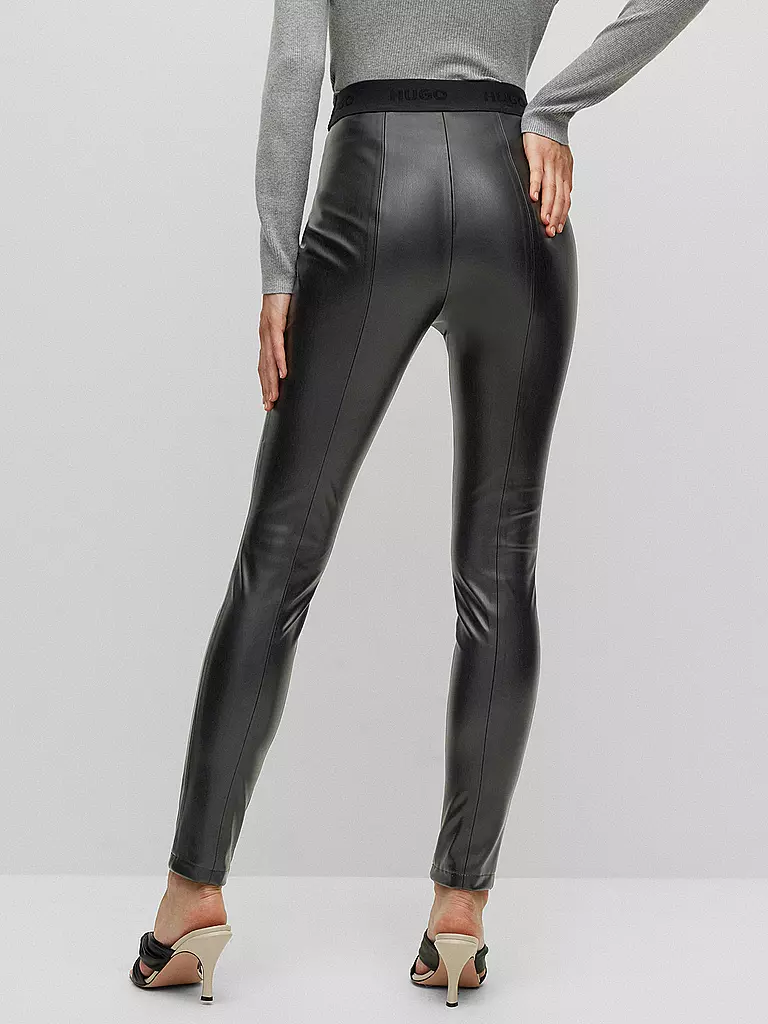 HUGO Leggings in Lederoptik HONATI schwarz