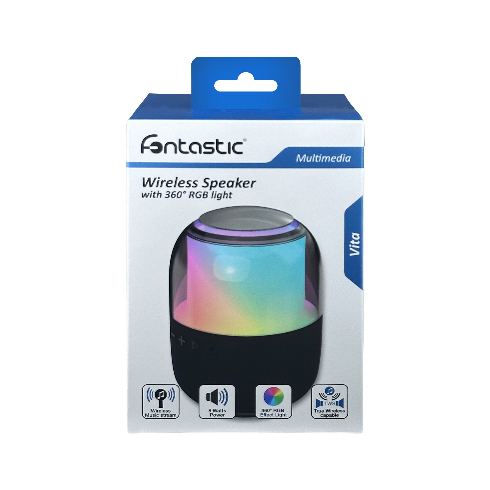 Fontastic Drahtloser Lautsprecher, 8Watt, 360-Grad-LED-Licht