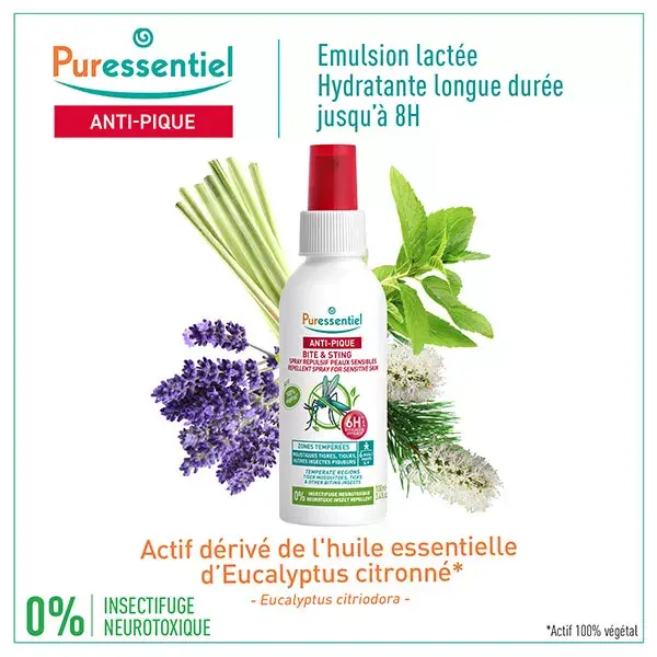 Spray Repelente Anti-Picadas Puressentiel para Pele Sensível 100ml