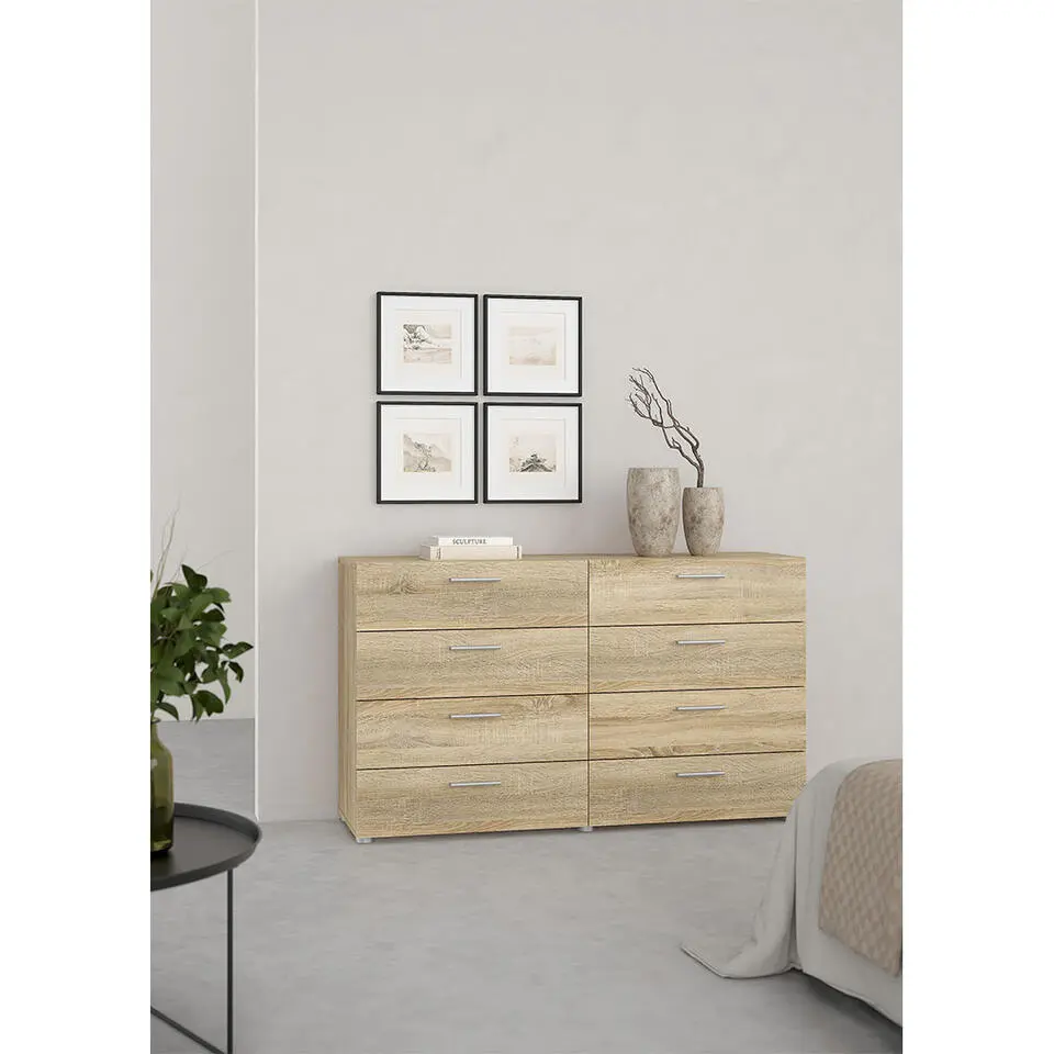 Hioshop Pepe kommode 8 lades eikenstructuur decor