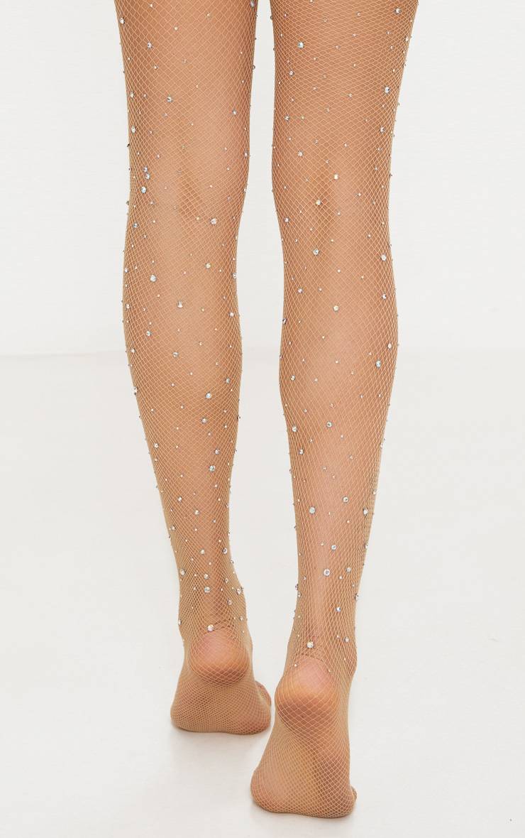 Nude Collants Résille À Strass Effet Statement