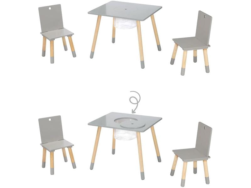 roba Sitzgruppe mit Aufbewahrungsnetz Grau; Nature Set aus Stühlen und Tisch
