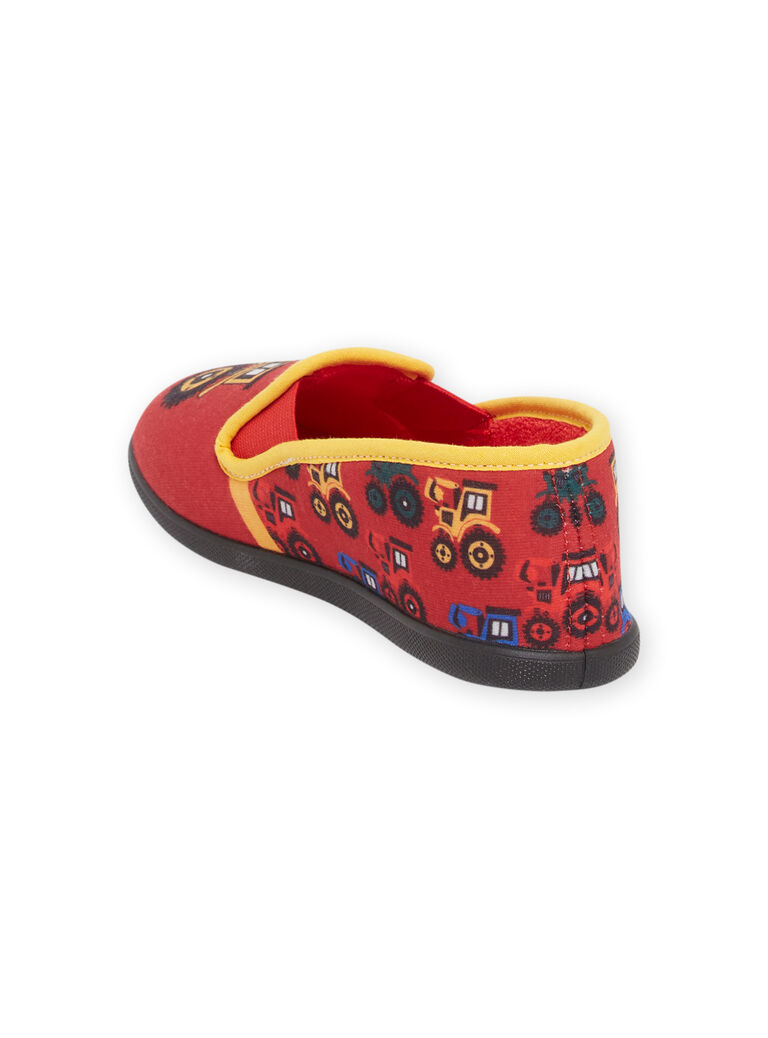 Pantoufles tricolores tracteurs enfant garçon