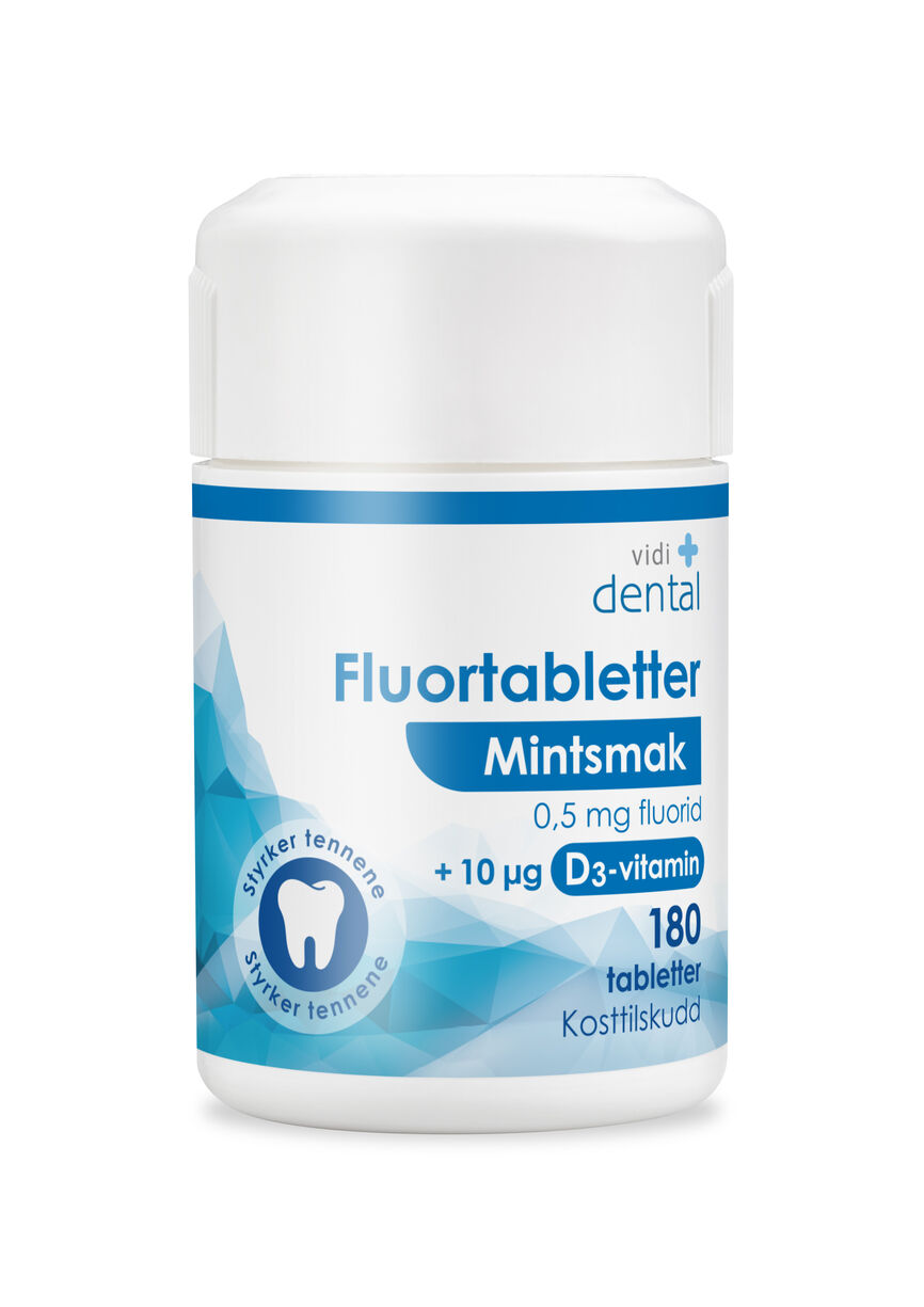 Vidi dental fluortabletter 0,5mg mintsmak   D3 180 stk