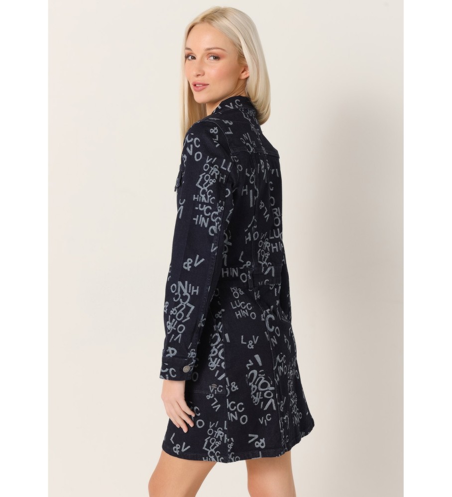 Victorio & Lucchino, vestido curto jeans azul-marinho V&L