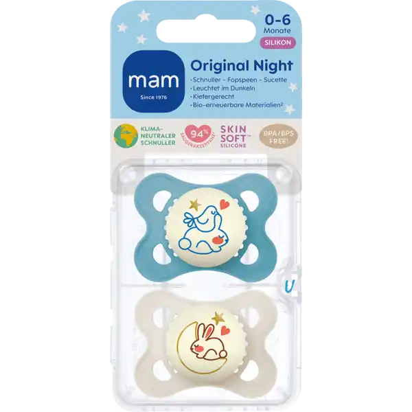 Schnuller Original Night, Silikon, 0-6 M., Hase / Mond