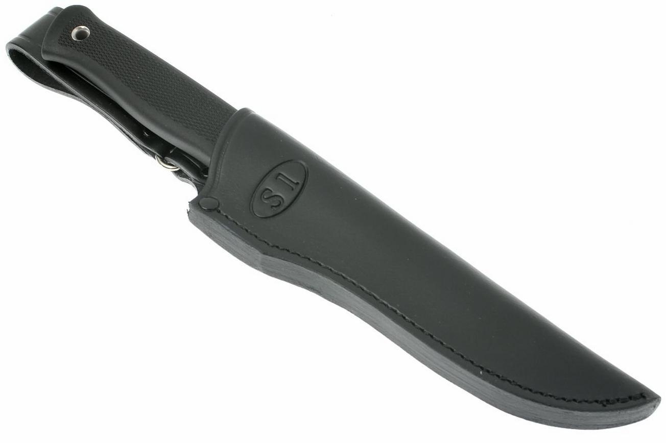 Fallkniven S1, blank, lederen holster