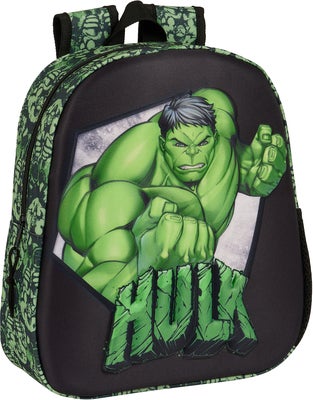 Marvel Avengers Hulk 3D Ryggsekk 8.5L, Svart/Grønn