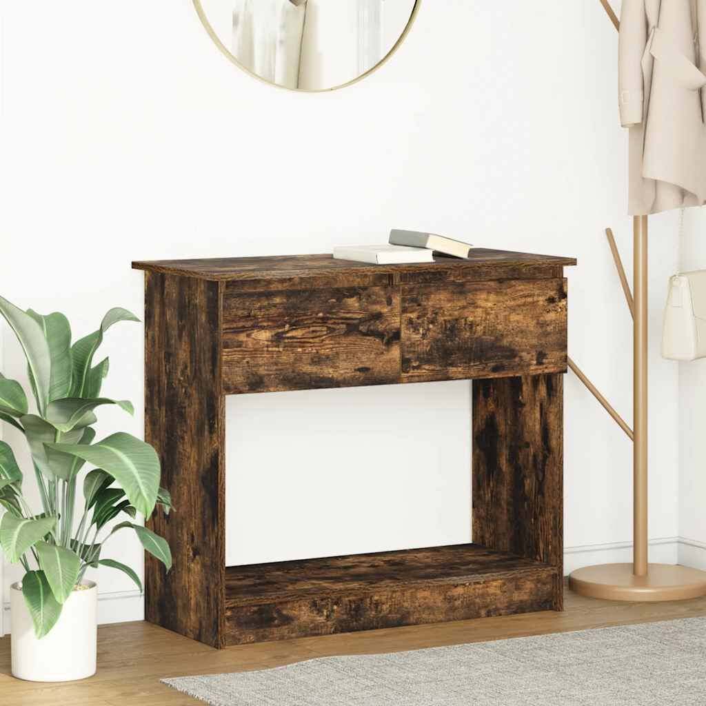 vidaXL Consoletafel met lades gerookt eikenhout 85,5x38,5x74,5 cm