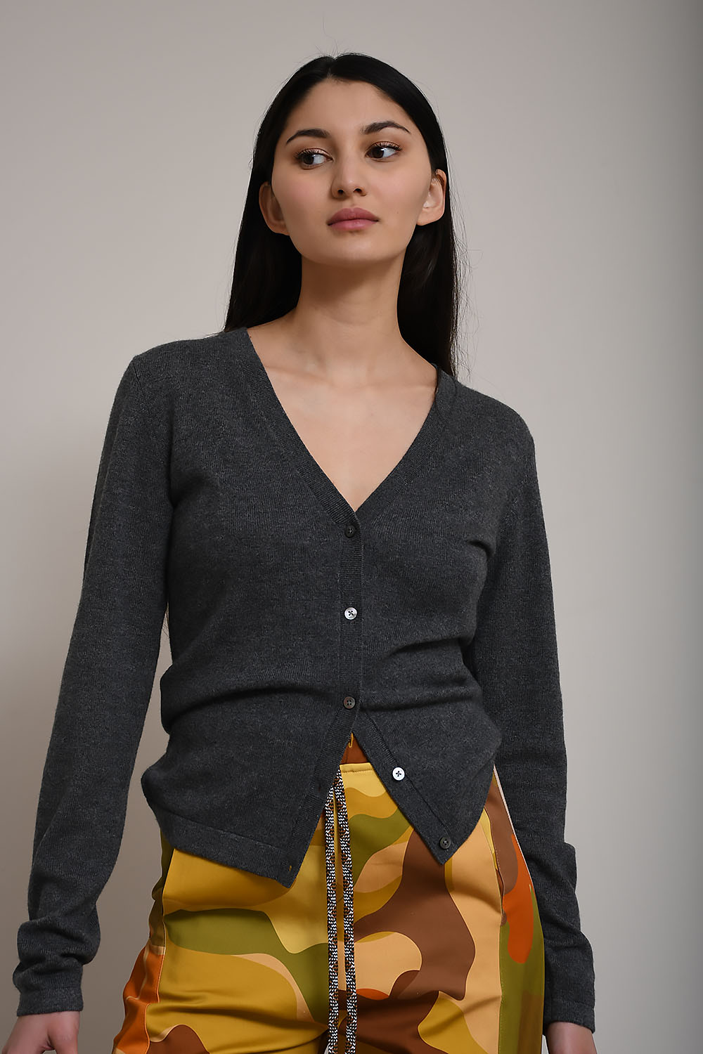 V-neck wool cardigan