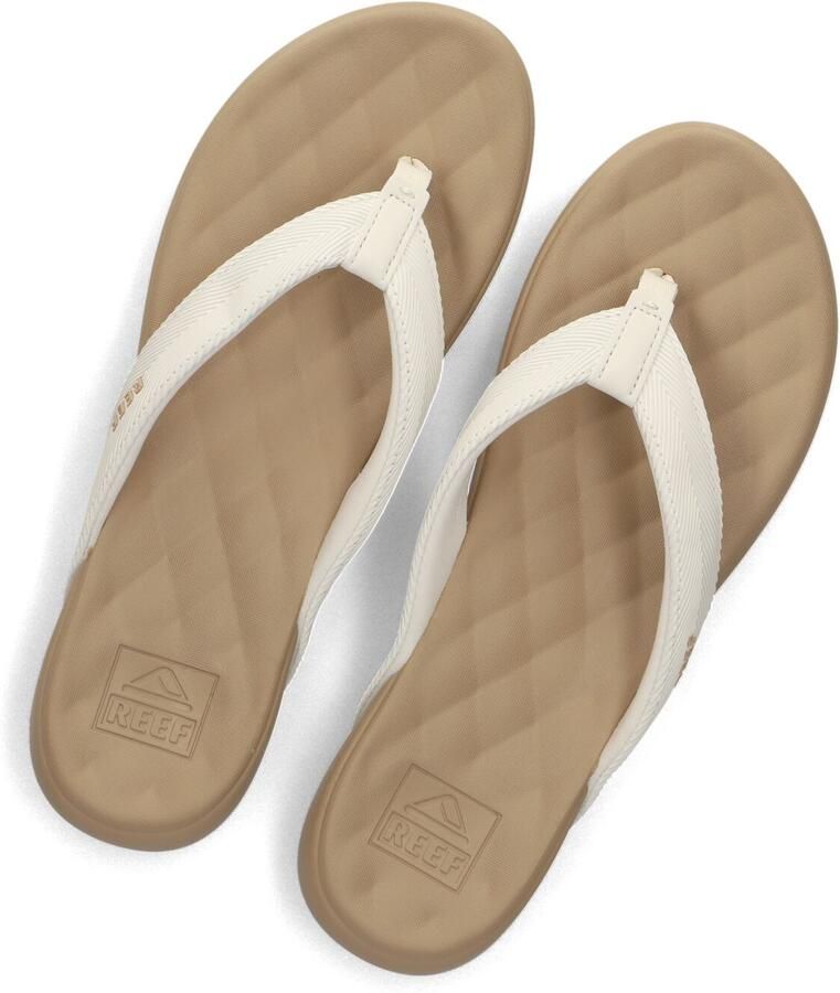 Reef Cushion Melody leren teenslippers ecru