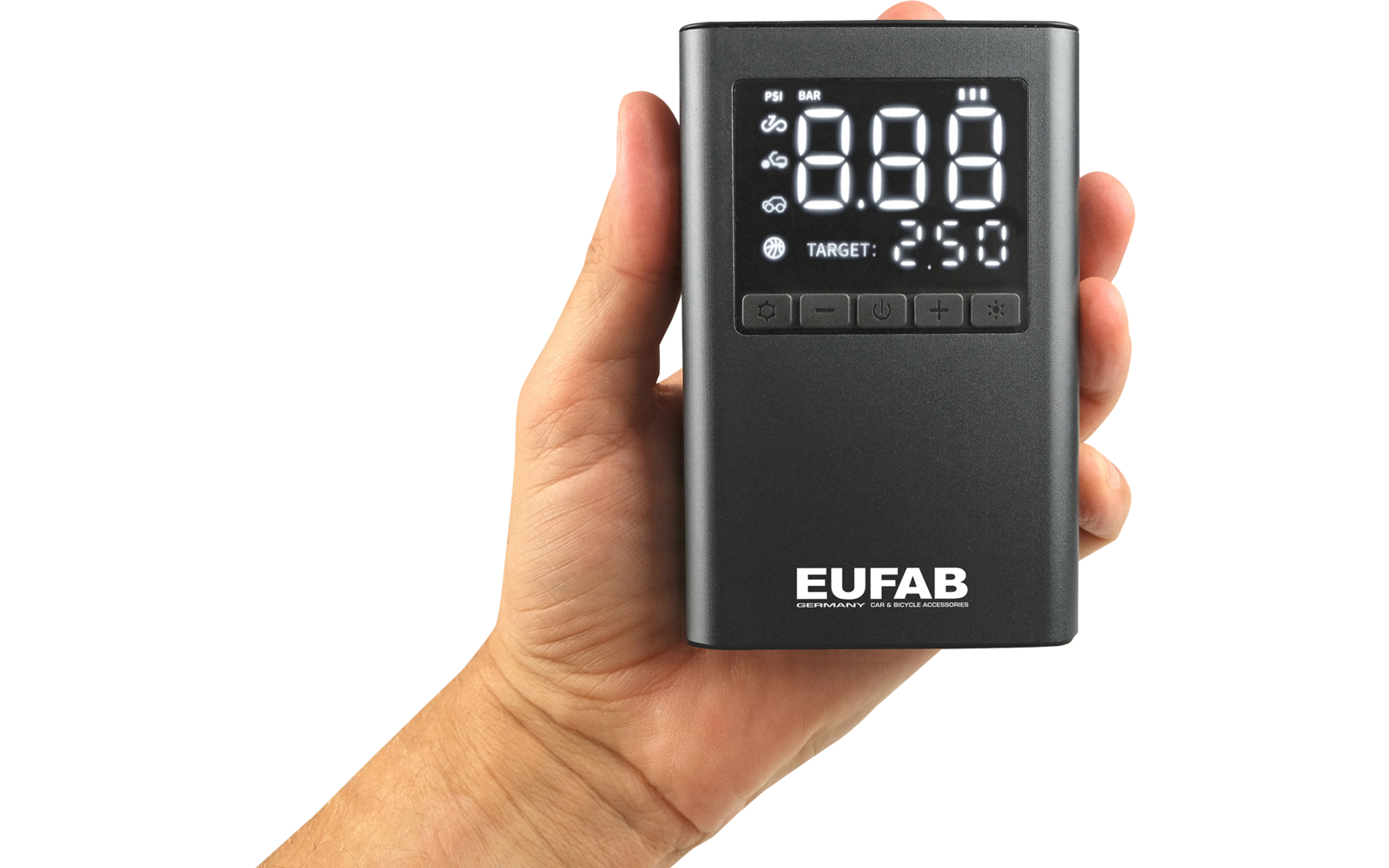 Eufab batteriebetriebener Mini Kompressor mit integrierter Powerbank 800 mAh