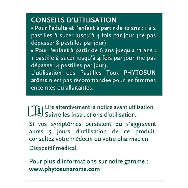 Pastilhas para tosse Phytosun Arôms, 20 pastilhas