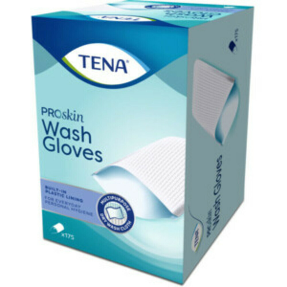 TENA Proskin Wash Gloves Plastic Binnenkant175 stuks