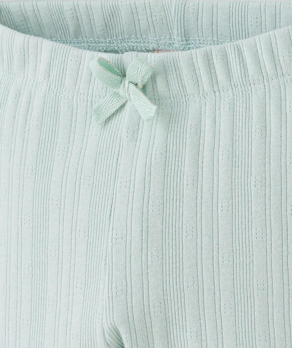 LEGGING EN MAILLE AJOURÉE FILLE EN COTON BIOLOGIQUE BLEU
