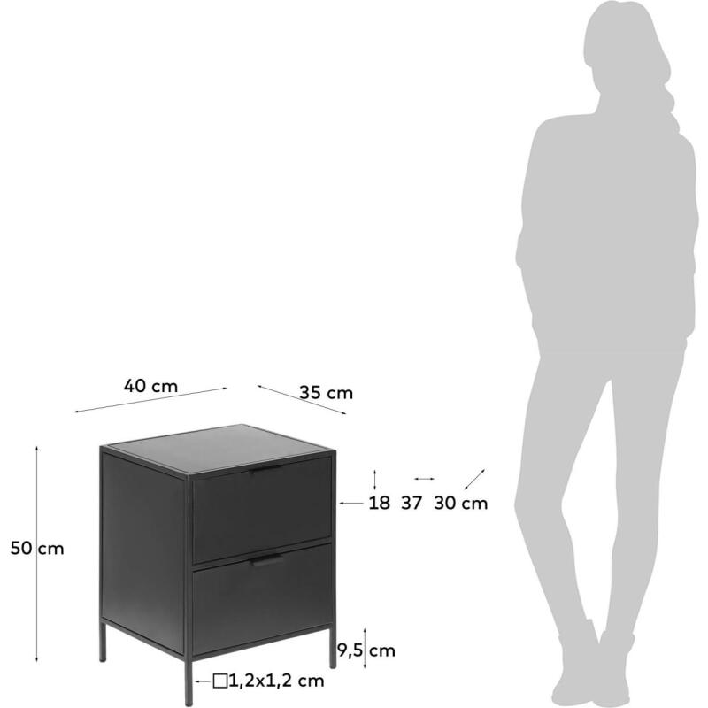 Table de chevet Shantay en acier finition noire 40 x 50 cm