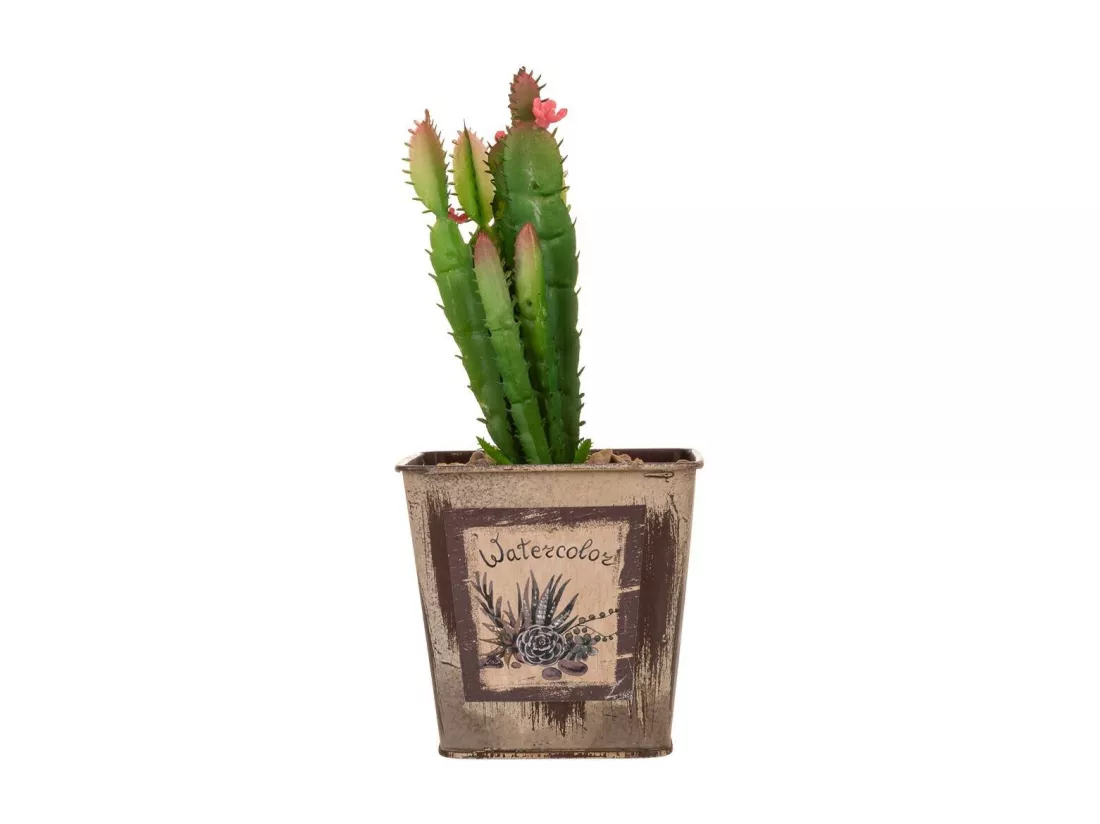 Pot avec cactus artificiel 9,5x9,5x21h