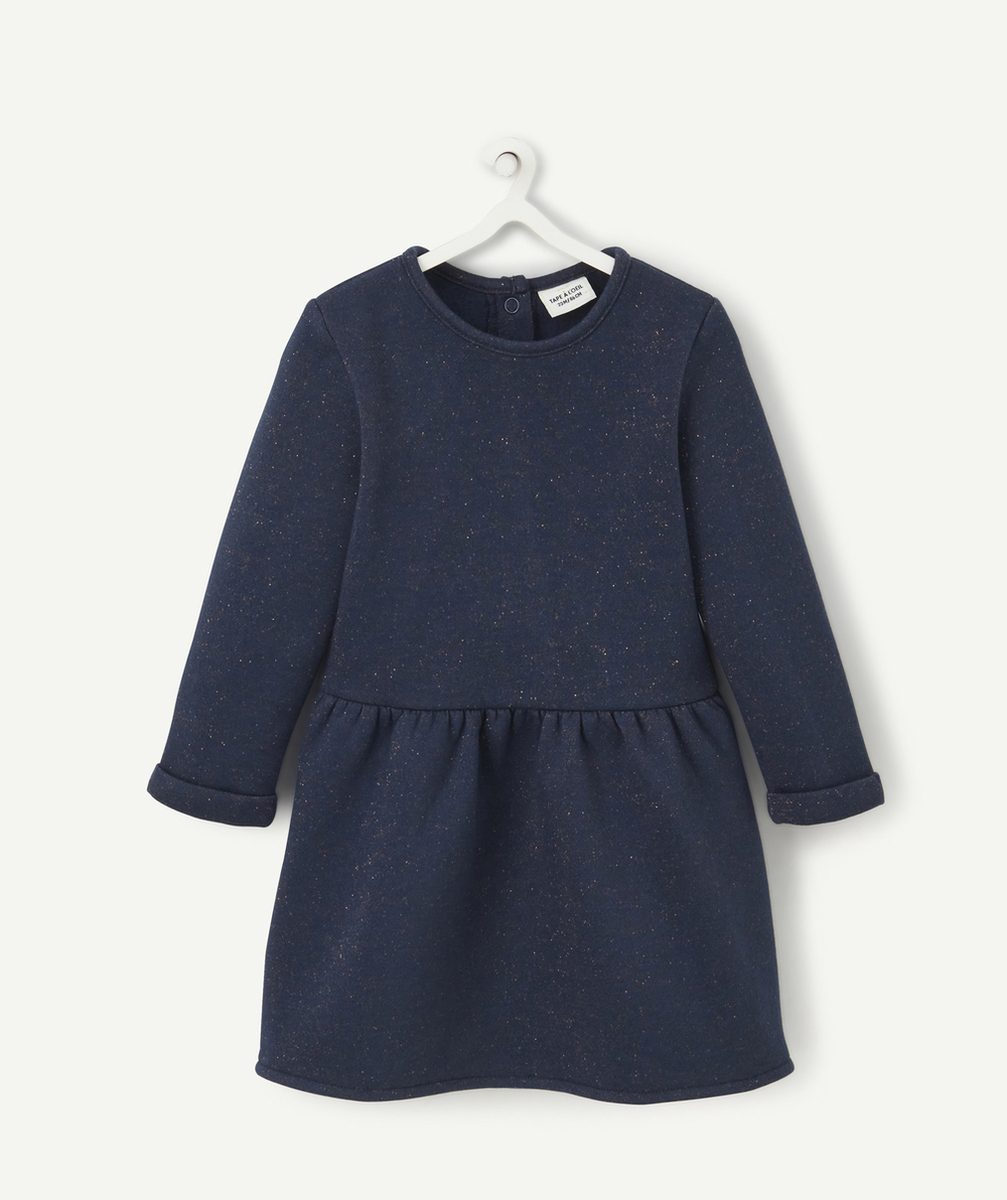 ROBE BÉBÉ FILLE EN FIBRES RECYCLÉES BLEU MARINE À PAILLETTES
