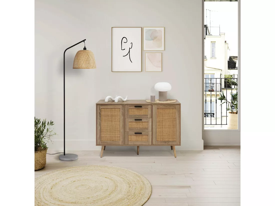 Lampadaire Umiko en bambou, hauteur 156 cm