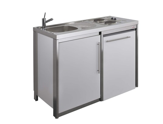 MODERNA - Kitchenette METALLINE éléments bas 120x60 Blanc Glacier