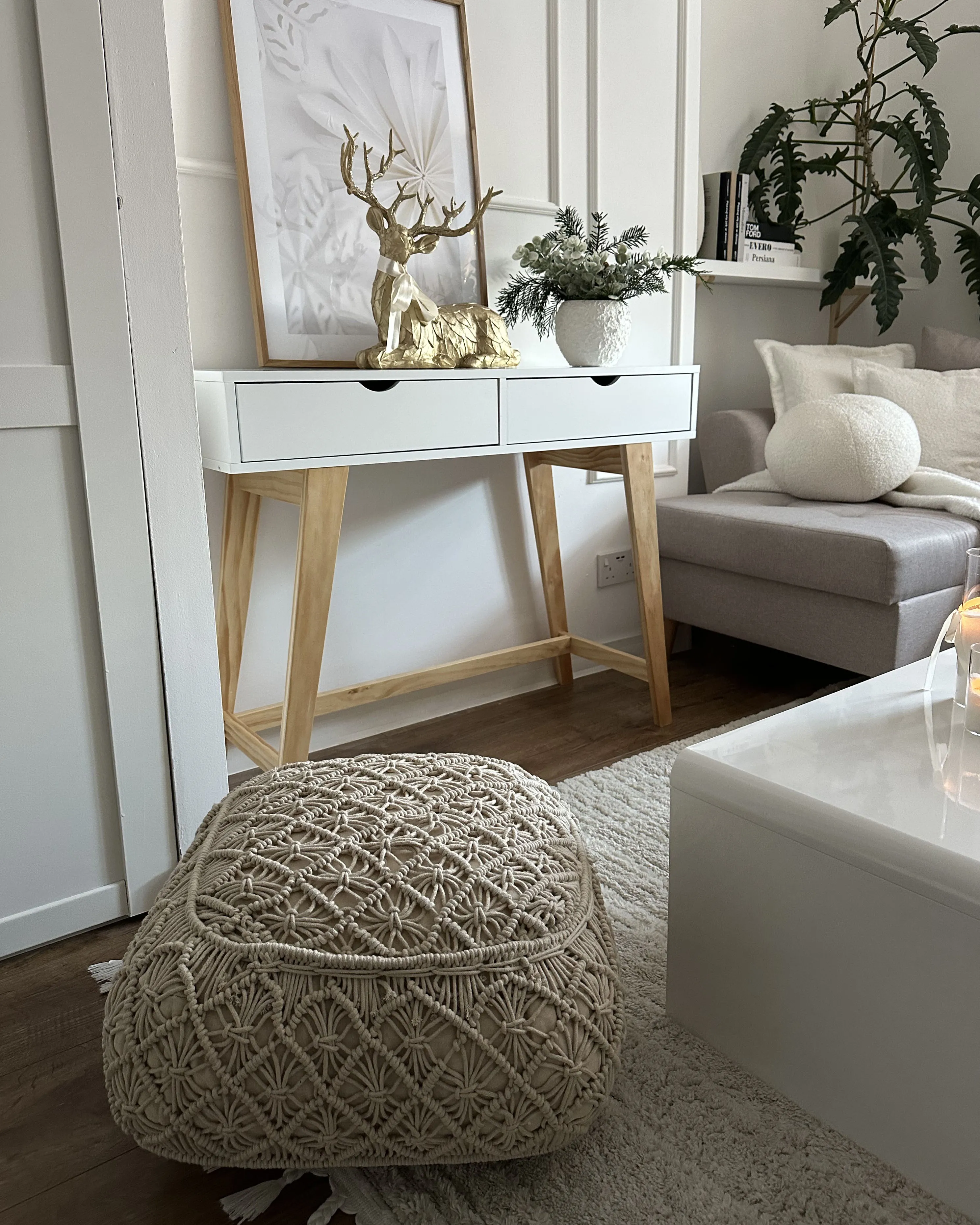 Poef Macramé BERRECHID Katoen Beige