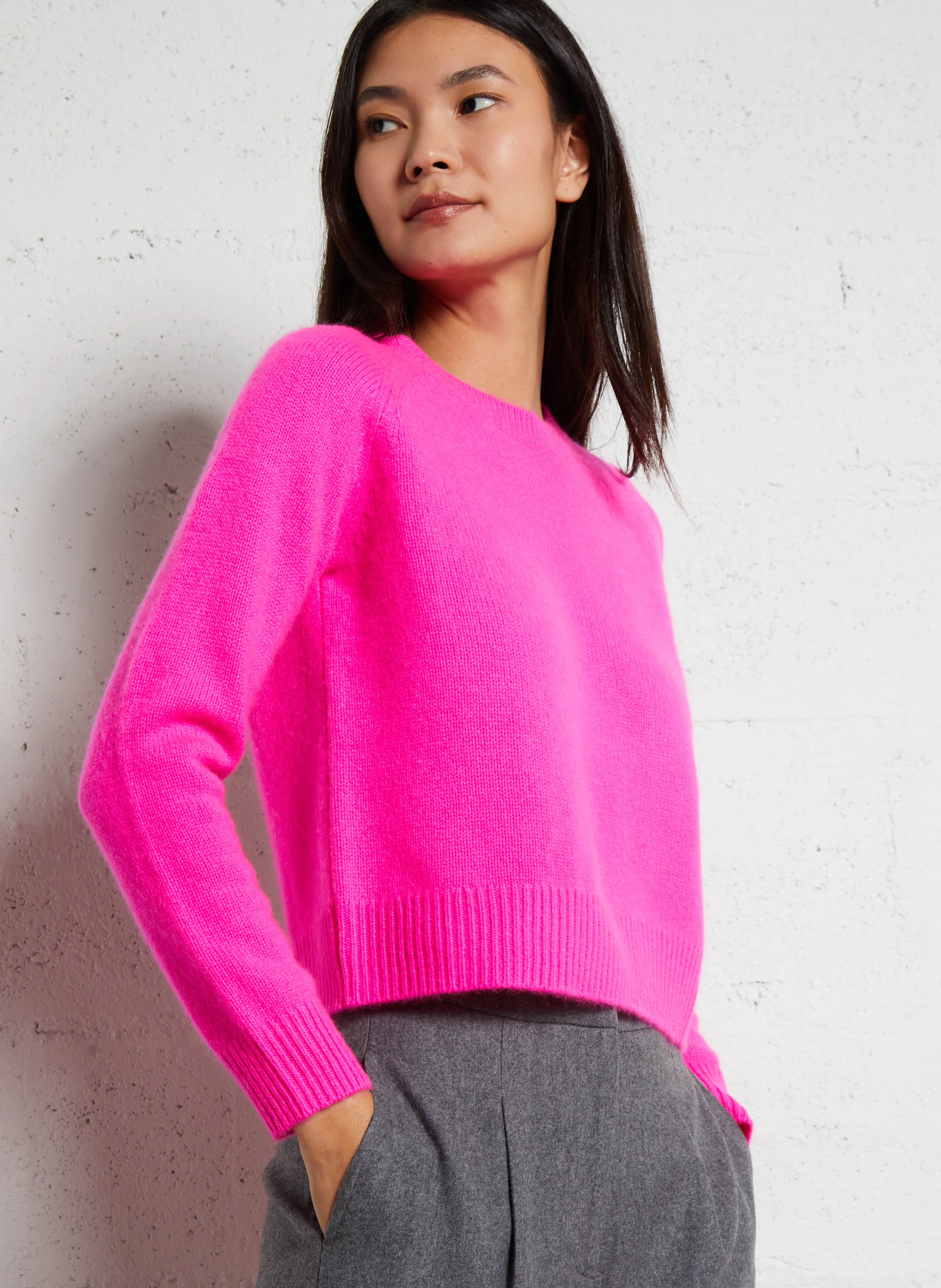 Pull droit en cachemire | Rose