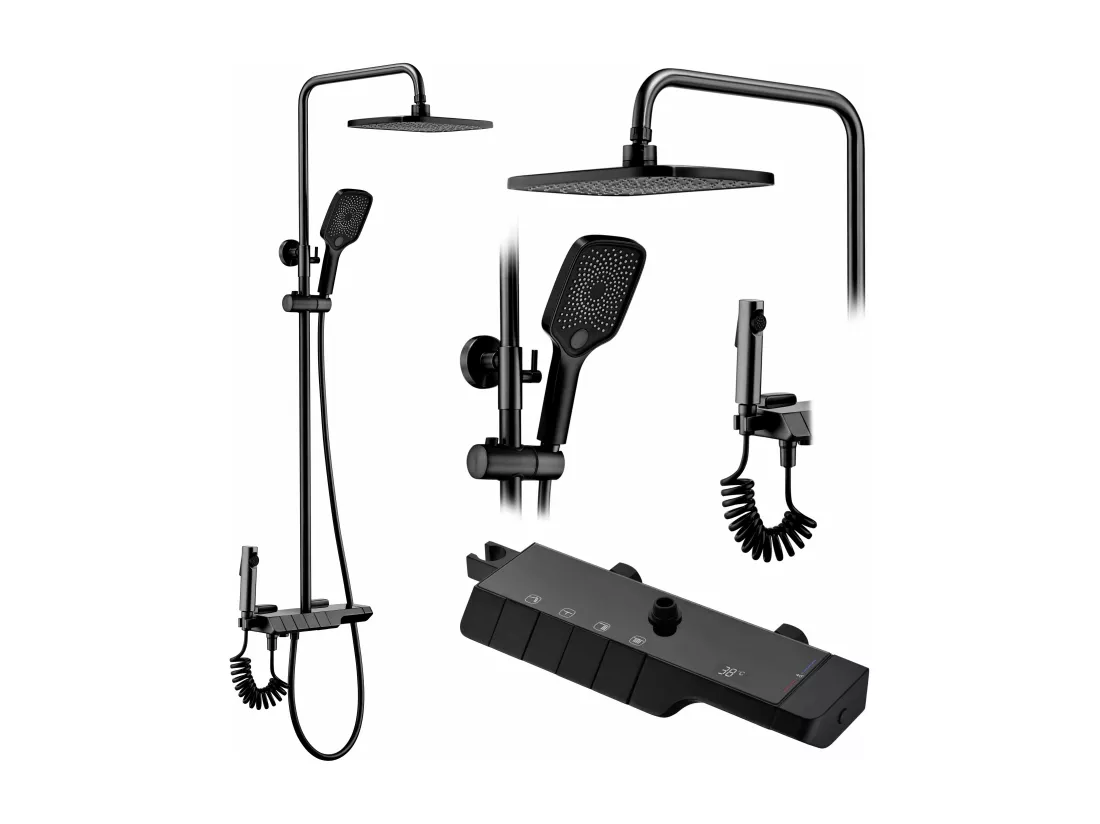 Kit De Douche Avec Thermostat Rea Rob Termostat Black