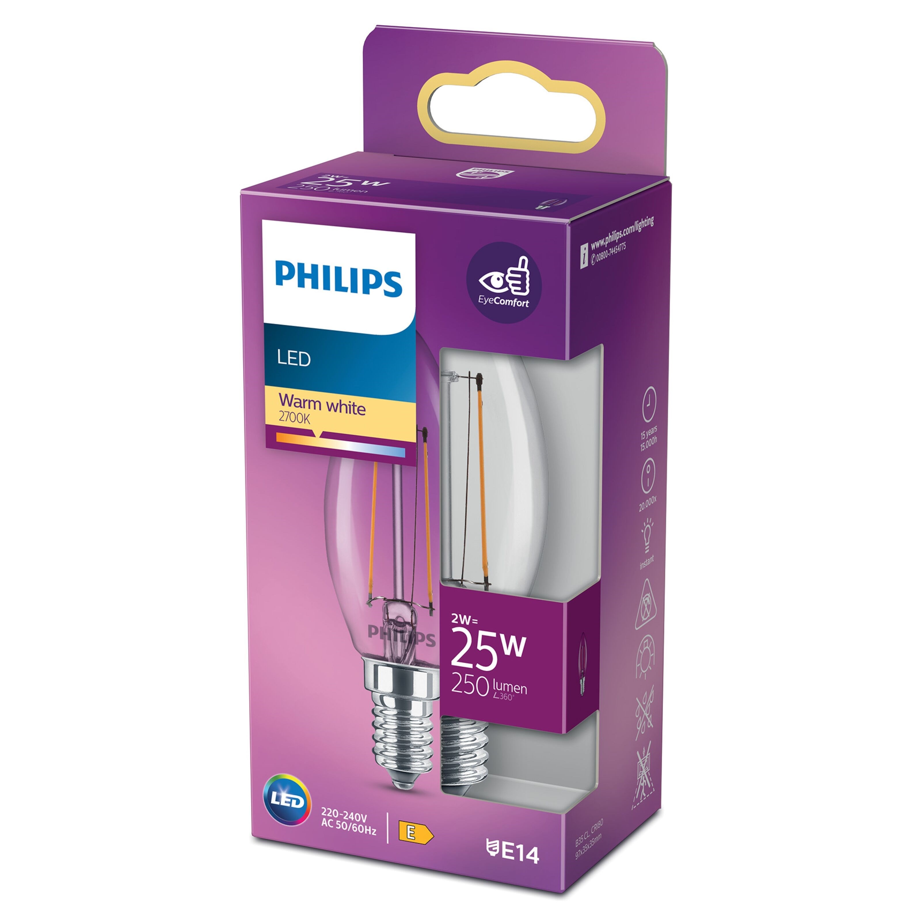 Philips LED-pære Mignon E14 250 lm