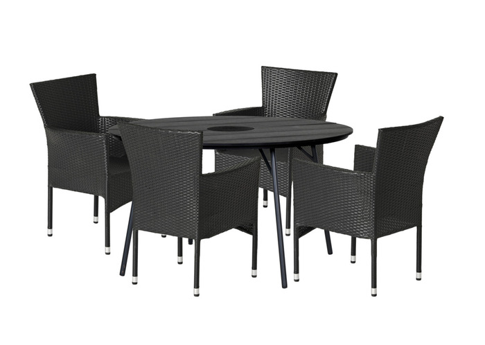 Havebord Montana sort Ø130 cm - Sunlife