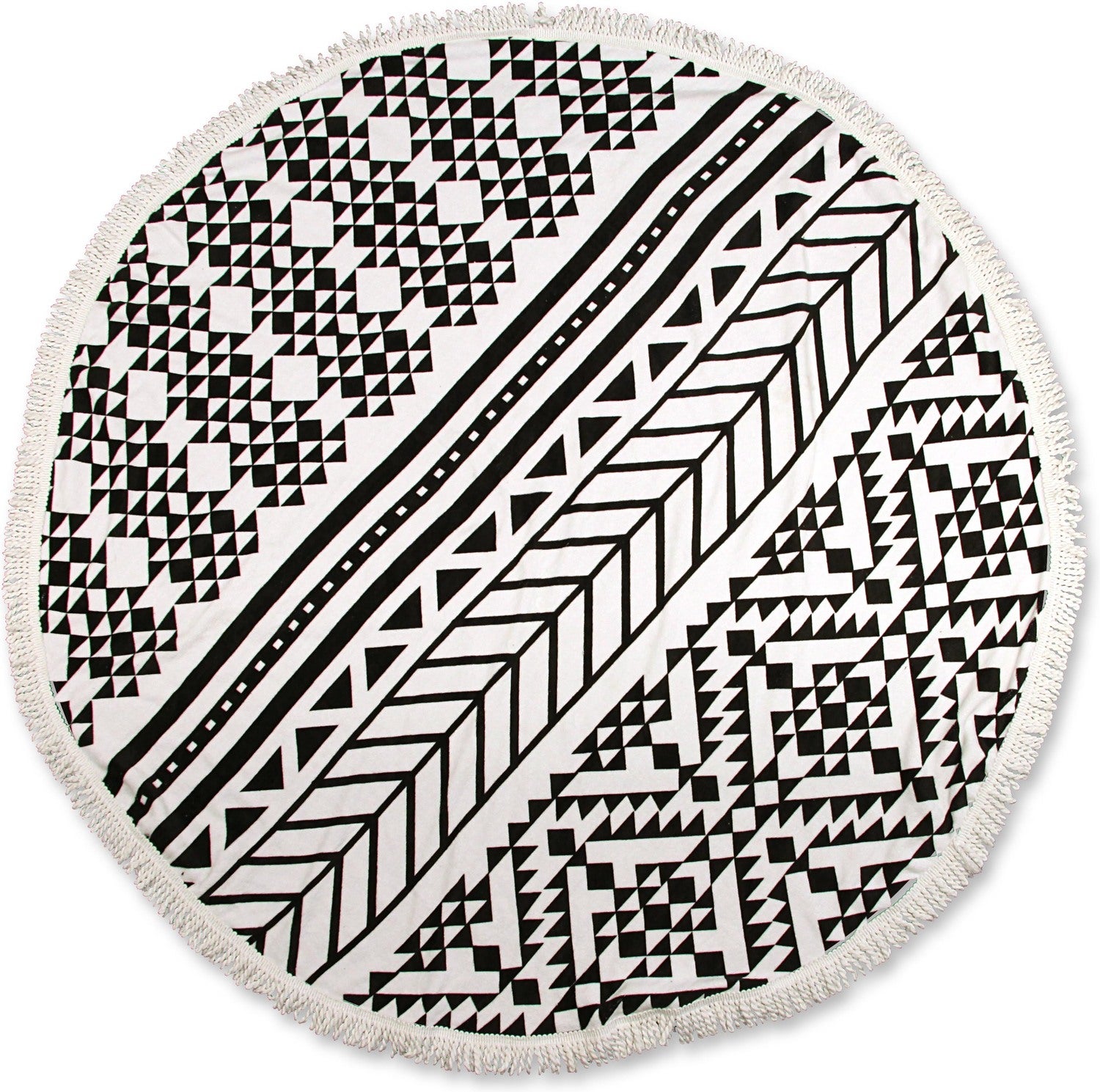 Strandlaken Roundie zwart / wit D 150 cm
