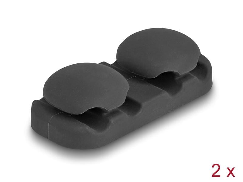 Delock Kabelhalter mit 4 Durchführungen, selbstklebend 2 St Delock Kabelhalter mit 4 Durchführungen selbstklebend schwarz Set 2 Stück